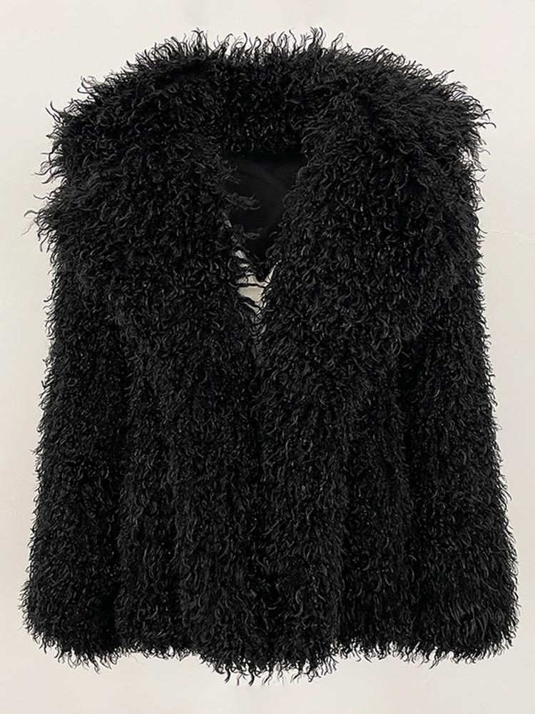 Damen Kurzmantel aus Kunstpelz im europäischen und amerikanischen Stil - Herbst/Winter Imitation Gerbte Schaffellwolle