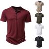 Men Summer T-shirt Solid Color Pullover Buttons O Neck Short Sleeves Daily Wear Thin Mid Length Breathable Men Top Men Clothes