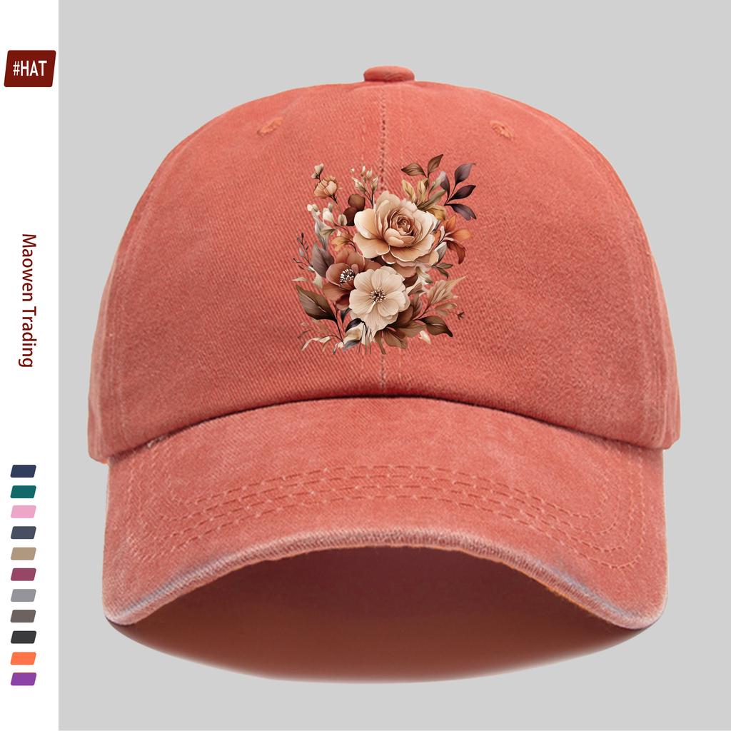 Pc Vintage Brown Floral Art Decorative Print Baseball Cap with Tropical Leaf Print Design Sun Hat Casual Decorative Hat Adjus