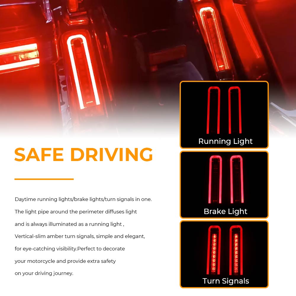 1Pair Rear Saddlebag LED Insert Light Motorcycle For Harley Touring Road Glide Limited FLTRK 2020 2021 2022 2023 2024