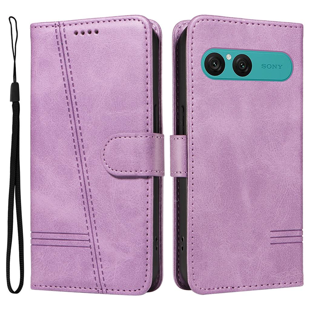 For Sony Xperia 10 VII Wallet Case T-Shape Lines Leather Phone Cover Stand