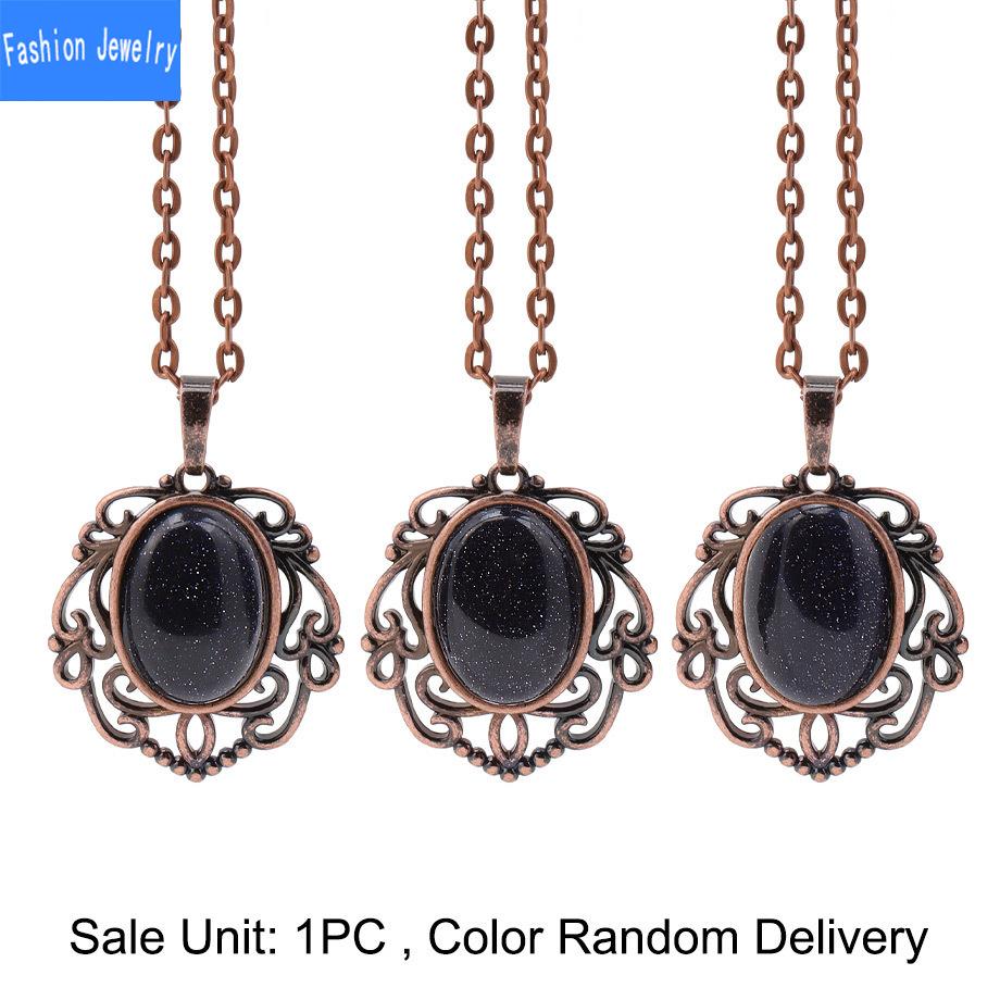 European and American retro personalized fashion hollow lace natural crystal stone water drop pendant green aventurine necklace jewelry
