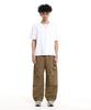 CREAM SODA LAB Diagonal Cut Field Parachute Cargo Pants Beige
