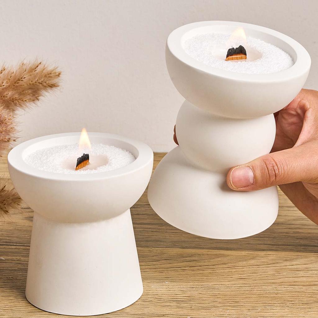 Concrete Semicircle Candle Cup Silicone Mold DIY Geometric Candlestick Craft Making Resin Plaster Storage Jar Molds Home Decor