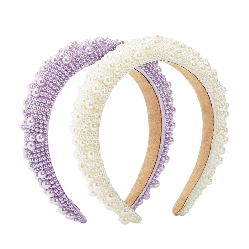 Glamlily Crystal Headbands - All-Day Comfort Hair Accessories - Glam Crystal & Pearl Headband - Versatile Styling Fashion Accessories - Pack of 2,
