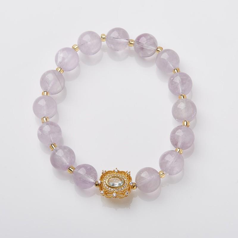 Handmade Purple Amethyst Crystal Bracelet Women With Natural Quartz Beads Boho Vintage Style