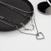 Trend fashion double-layer stacked wearing hollow love necklace new trendy niche personality men's and women's hip-hop collarbone chain