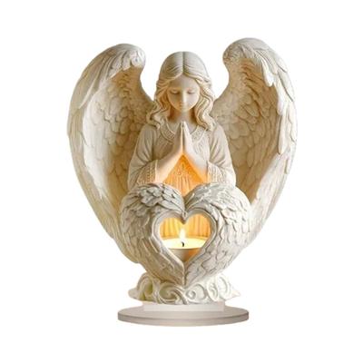 Praying Angel Figurine With Heart Symbol 2D Flat Acrylic Sculpture Ornament Holiday Homes Desktop Decoration Gift