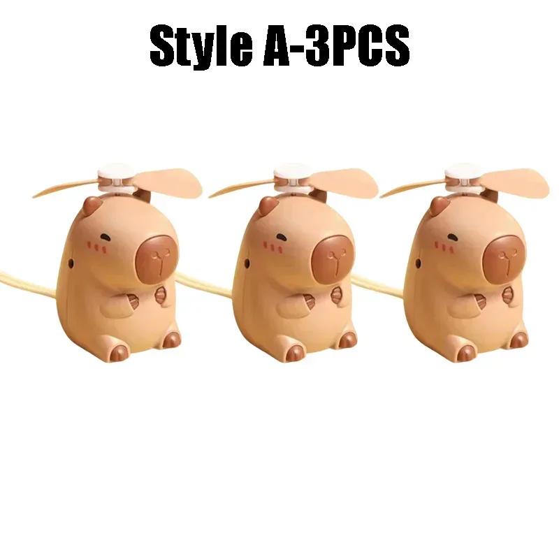 Cute Capybara Handheld Fan USB Rechargeable Mini Neck Hanging Fan Portable Cooling Fan for Kids Travel Gift Cartoon Design