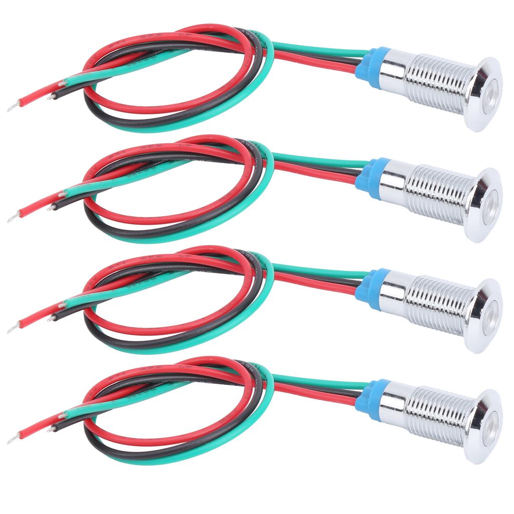 4 Sets PreWired Round LEDs Waterproof 2Color Signal Light Common Anode 8mm 36V(Red and Green )