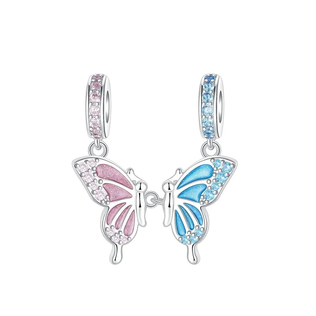 Charms Exquisite 925 Silver Butterfly Pendant Dragonfly Flowers Bead for Women Necklace DIY Bracelet Fine Jewellery Gift
