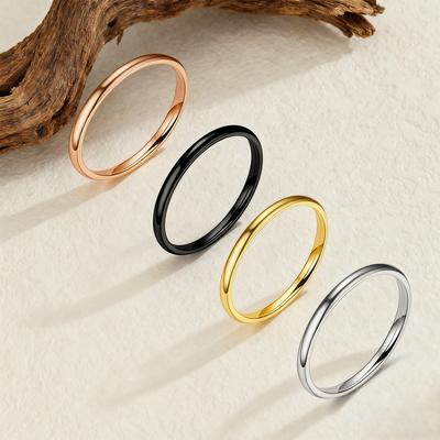 Kissmoon 2mm Breite 4 Farben Mode Einfach Edelstahl Hochzeits-Paarringe Für Damen Herren Jubiläum Festival Schmuck Geschenke