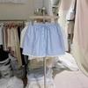 2025 Summer Women's Striped Lace-Trim Elastic Waist Wide-Leg Shorts