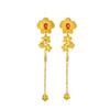 Xiaohongshu-Inspired Luxurious Gold Silk Flower Tassel Earrings for Women