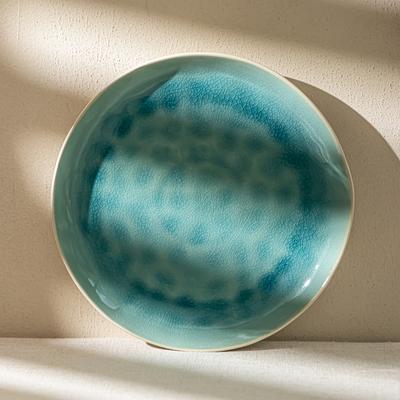 Special Ice Crack Glaze Large Plate Retro Ceramic Plate Home Restaurant Round Plate Steak Plate Tableware Plate