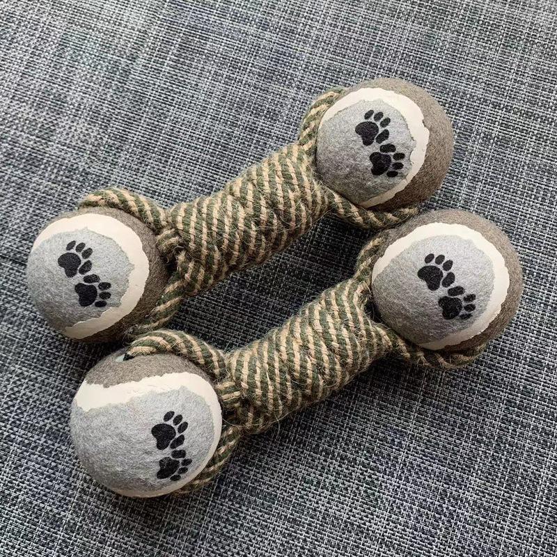 Pet Dog Bite Resistant Braided Rope Knot Dumbbell Teeth Grinding Toy For Medium Large Dogs