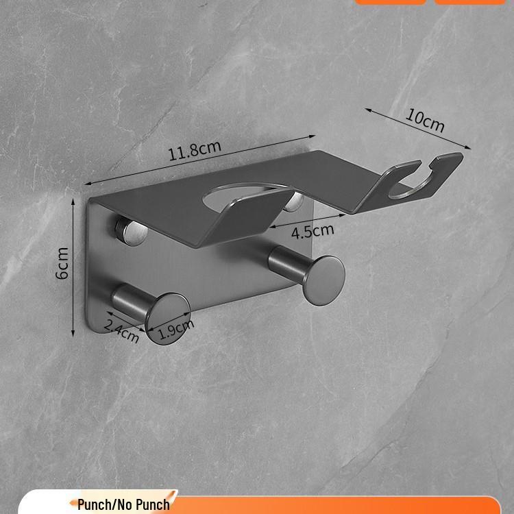 Wall-Mounted Stainless Steel Multifunctional Bathroom Hair Dryer Holder