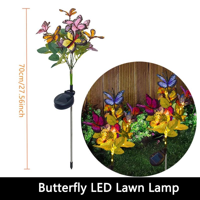 LED Zewnętrzna Solarna Lampa Trawnikowa Sztuczny Motyl Słonecznik Solarne Lampy Gruntowe Ogrodowe Kemping Dekoracja Atmosfery na Przyjęcie Weselne