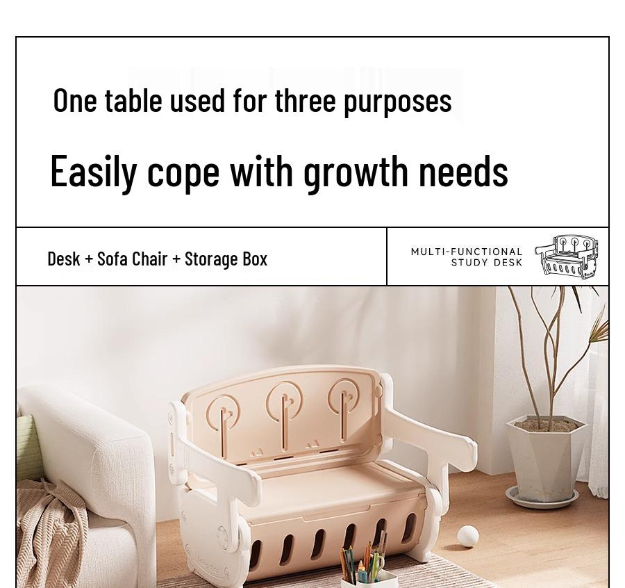 Kids' Foldable Sofa Desk Set: Features a Study Desk, Chair, and Table for Drawing and Writing. Perfect for Kindergarten and Toddlers.