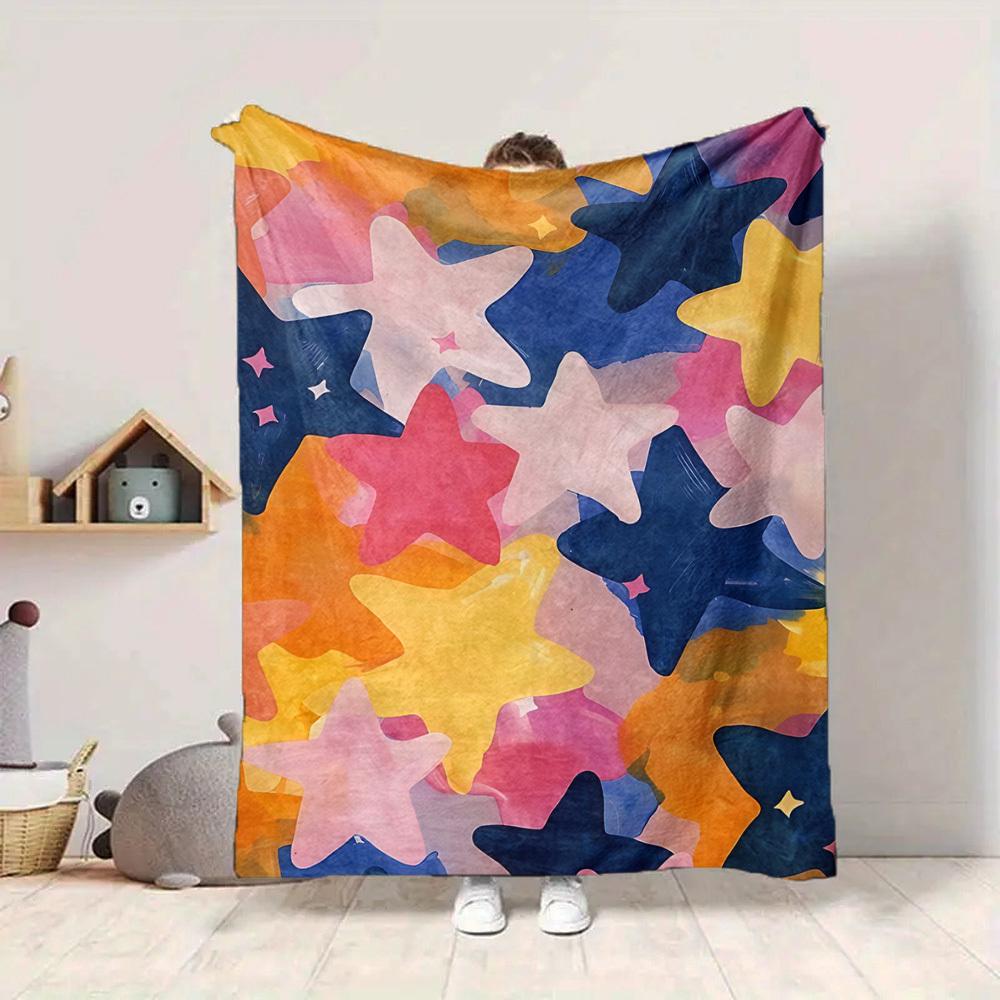 1pc Colorful Stars Blanket Warm,Perfect for Camping And Travel, Making It a Great Gift for Any Season Yy250904186