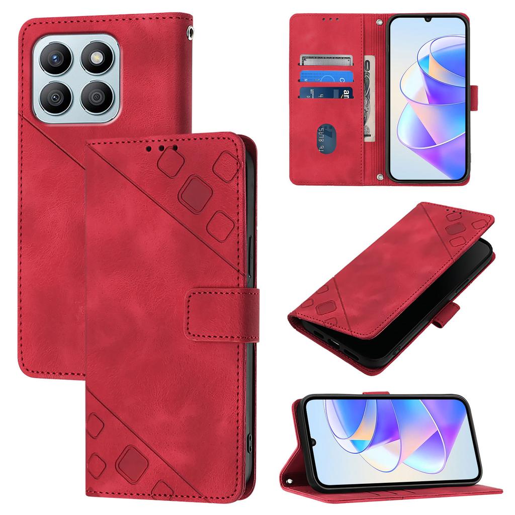 Modische Handy-Geldbörsenhülle aus PU-Leder mit geometrischem Muster und Handschlaufe für Huawei P20,P30,P40,Y7a...Honor X6a,X7a,X7b,X8,X8a,X8b,X9a,X9b...