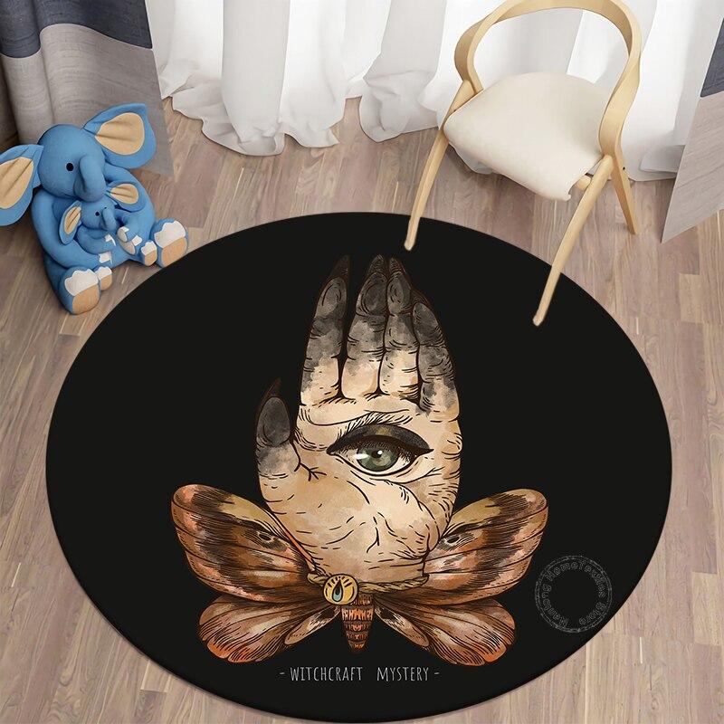 Záhadný Kawaii potištěný kulatý koberec pro obývací pokoj Koberce Kempingové piknikové podložky Flanelový protiskluzový koberec Podložka na jógu Dárek Stranger Things