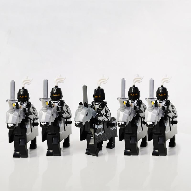 5 Sets Mittelalterliche Burg Ritter Dunkler Sauron Schlacht Fünf Heere König von Rohan Römischer Soldat mit Pferdefigur Bausteine Kinderspielzeug
