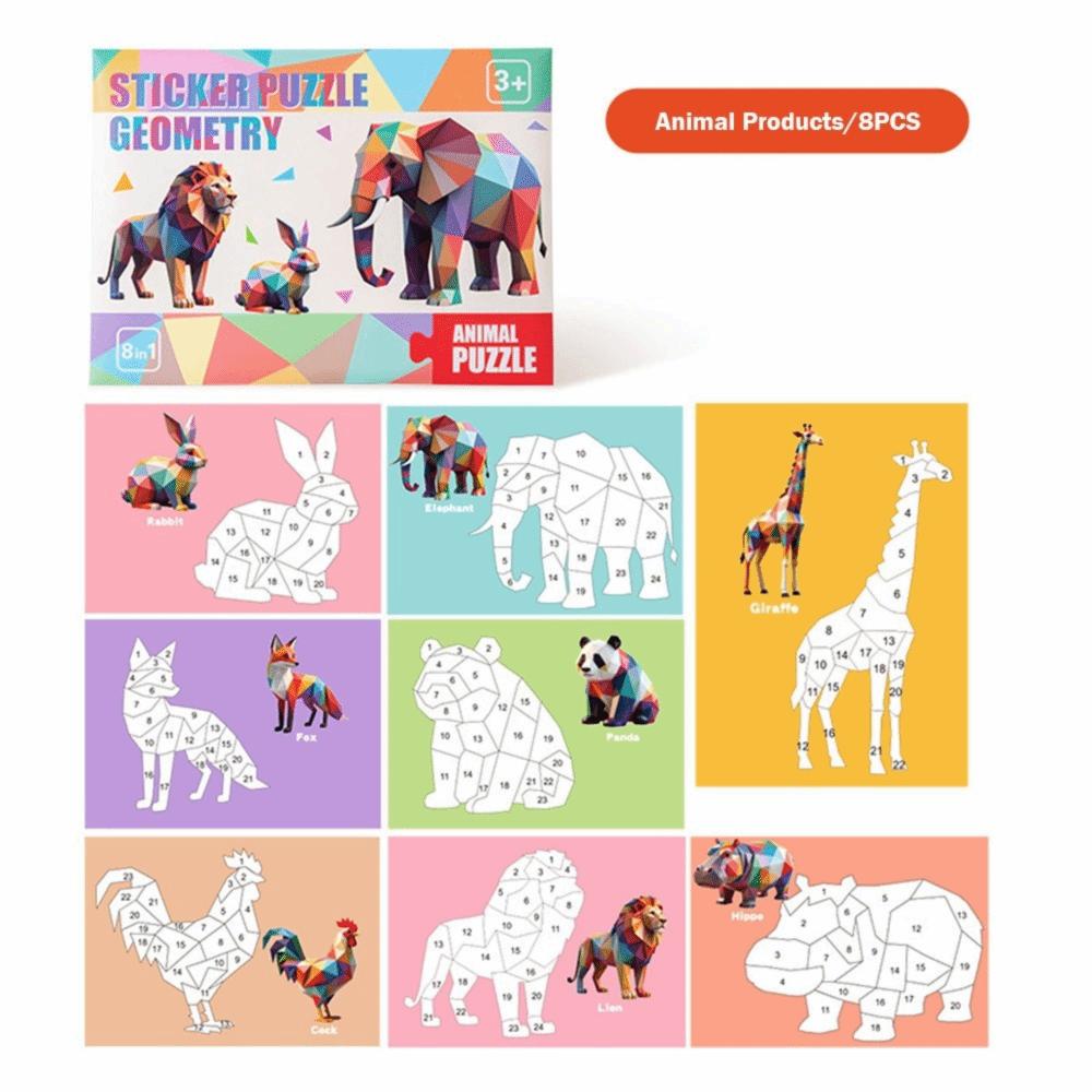 Funny Multicolor Geometric Sticker Puzzle Cartoon Interaction Game Diy Sticker Multi-Theme Kindergarden Collage Gift