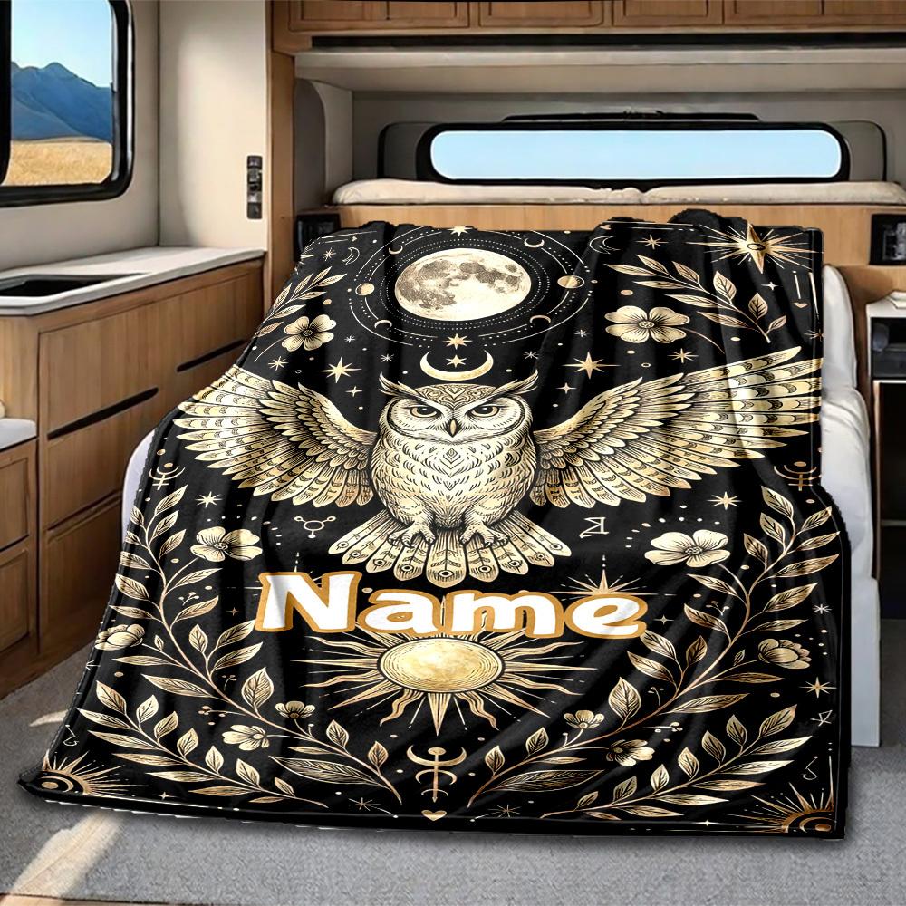 Owl And Moon Rv Blanket Comfortable Soft Lightweight Allseason Multipurpose Blanket For Travel Camping Picnics Sofa Rv Bed Living Room Gift For