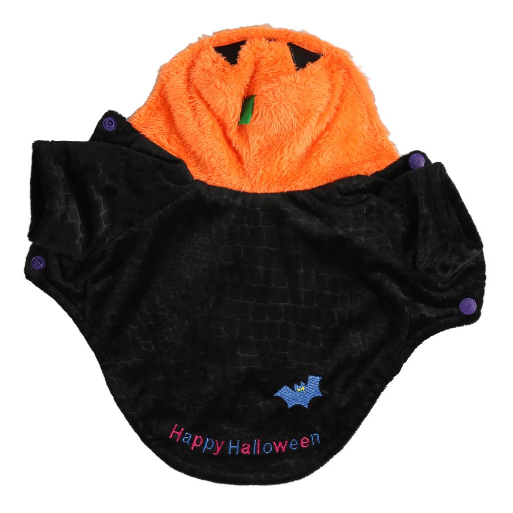 Dog Plush Clothes Thicken Padded Polyester Halloween Pumpkin Demon Bat Pattern Pet Cat Plush Coa
