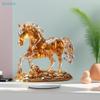 Golden Crystal Horse Figurine | Wealth-Themed Home Decor Statue For Desk Shelf  Lucky Ornament