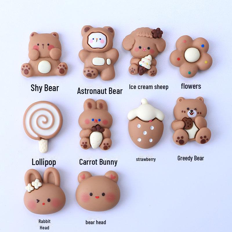 

Аксессуары из мультяшной смолы бежевого коричневого медведя: Крем-клей своими руками, чехол для телефона, холодильник, повязка на голову Hungry Bear коричневый