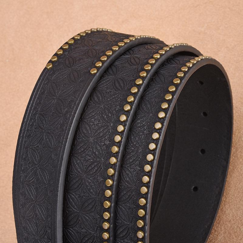 New Retro Men's Belt with Rivets and Embossed Design Men's Fashionable Pants Belt, Men's Belt