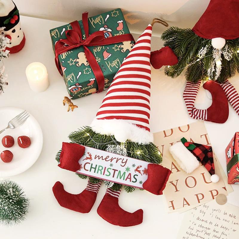 Christmas Wall Hanging Home Decoration Wreath Christmas Ornaments Santa Claus Theme Exquisite Christmas Decoration Gift 50x30x3cm