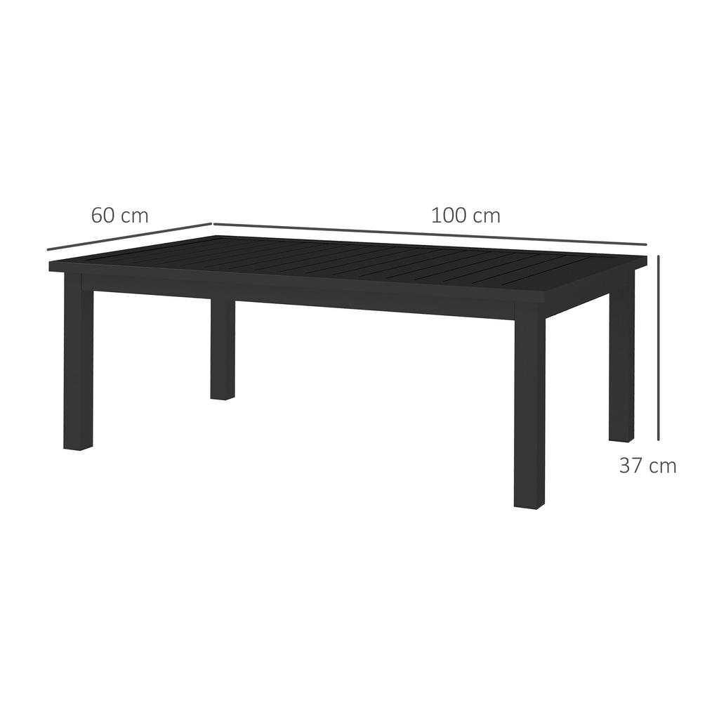 100cm x 60cm Aluminium Outdoor Kaffeetisch - Schwarz