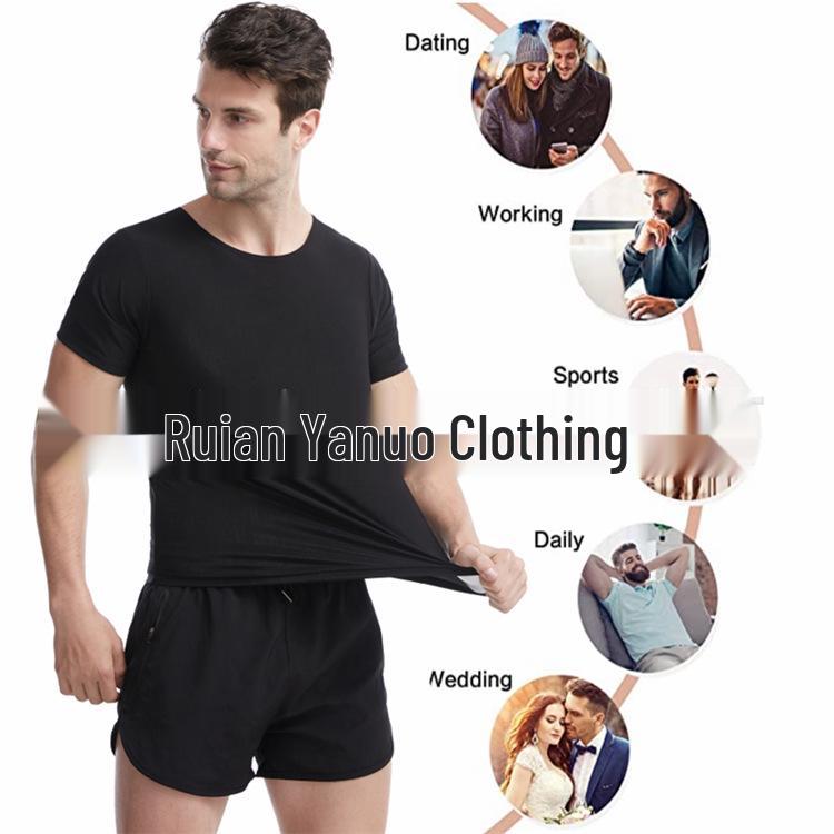 Men's Short Sleeve Sweat-Inducing Fitness Suit Corset: Plus Size Waist Trainer and Body Shaper