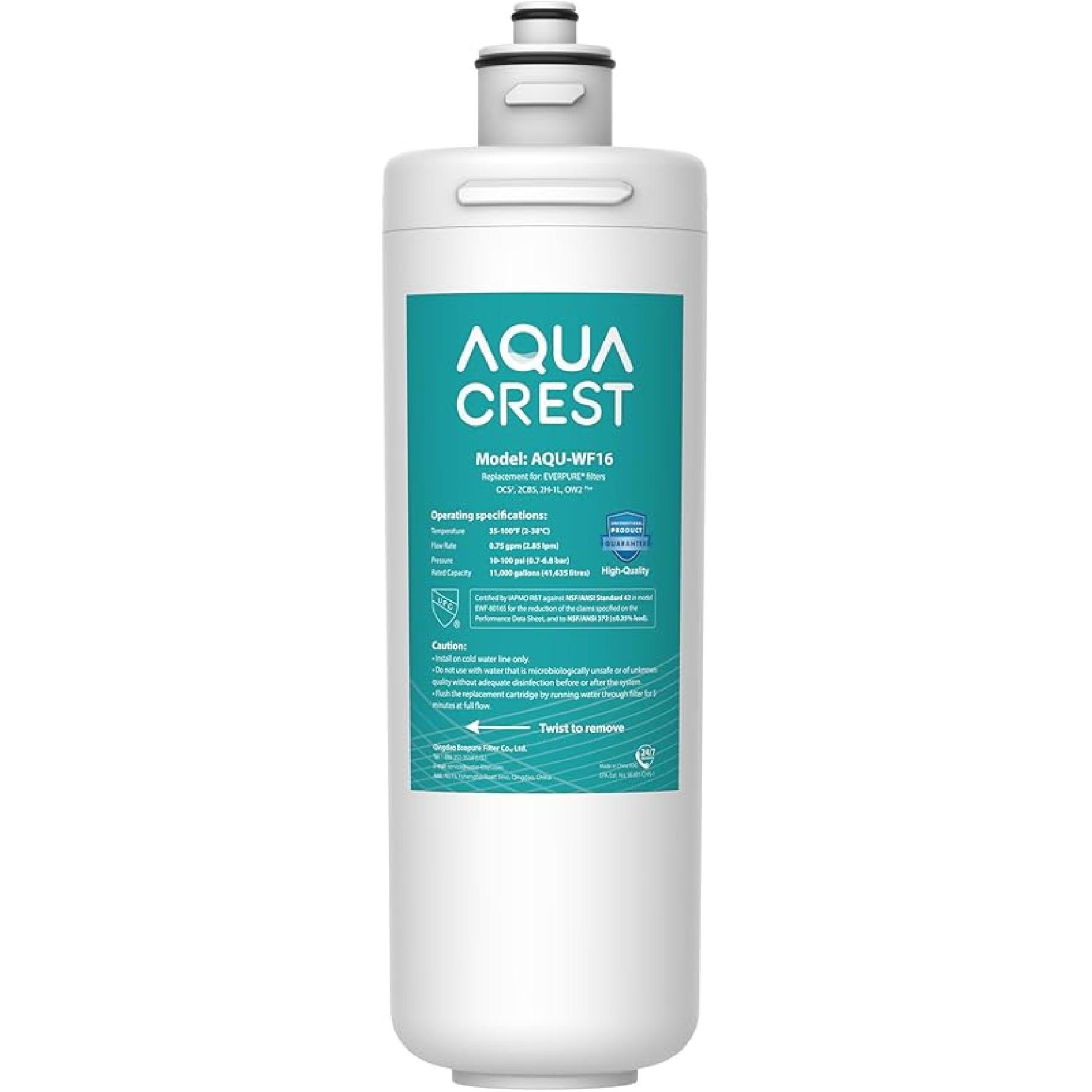 AQUA CREST OCS2 Under Sink Water Filter, Replacement Cartridge for Everpure OCS2, 2CB5, 2H-L, 2CB-GW, ADC, OW2-Plus, EV9618-02, EV9634-26, EV9634-01, White for Everpure OCS2-1
