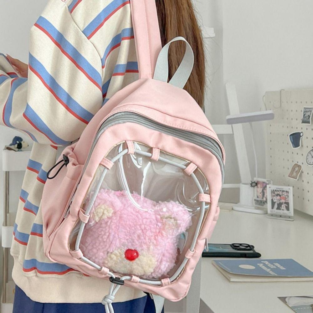 Large Capacity Doll Display Storage Bag Schoolbag Transparent Backpack Cotton Doll Ita Bag  Student
