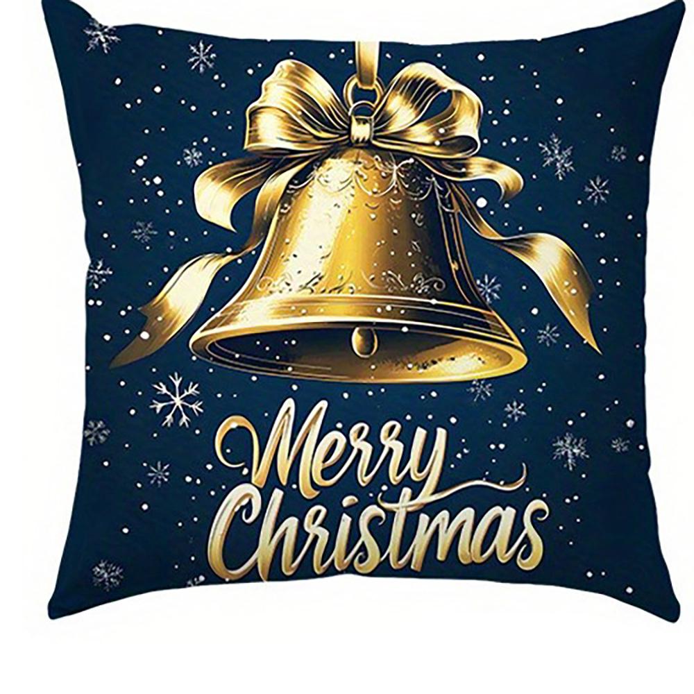 Christmas Themed Pillowcases: Snowflake, Deer, Bell & Christmas Tree Designs Sofa Room Cushion Cover Home Decoration Gift