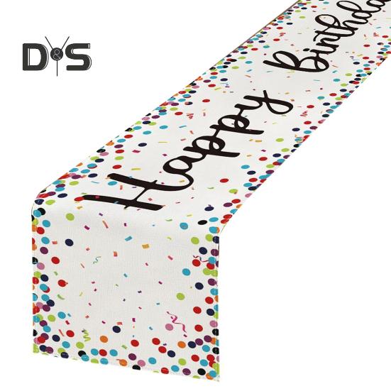Happy Birthday Table Runner Balloon Confetti Print Protects Table from Heat And Scratches Reusable Table Protection Decoration Birthday Party Table