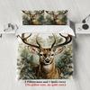 Watercolor Vivid Deer And Plants Printed 3pcs Duvet Cover Rustic Animal Style 100% Polyester Bedding Sets Double/Queen Size
