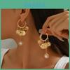 Summer Statement Alloy Sun Heart Earrings With Pearl Tassels For Women