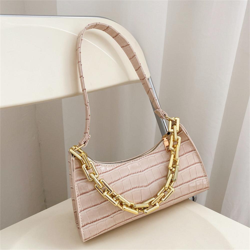 2026 New Retro Crocodile Pattern Zipper Totes Shoulder Bags Pu Leather Solid Color Chain Handbag Underarm Bag Fast Wholesale