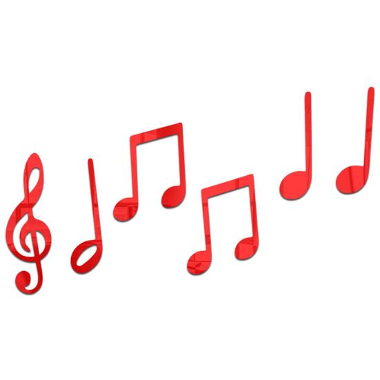 

6 шт. зеркальная наклейка с гладкими краями, трехмерная изысканная самоклеящаяся акриловая музыкальная нота, настенная наклейка, декор, товары для дома красный