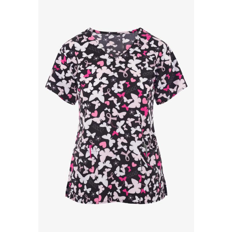 Healthcare Uniform Nurse Clinic Nursing Butterfly Workwear Hospital T-shirt Tee Short Sleeve Blouse Carer Working Women Medical