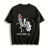 Street Style Funny Kick Print Top Trendy Casual Loose Fit Tee Pure Cotton T-shirt