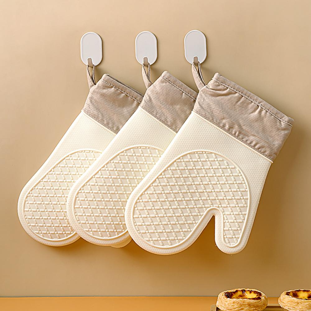 1 pc Silicone Insulation Oven Gloves Thickened Non-slip  Anti-scald High Temperature Resistant Kitchen Microwave  Baking Mitts
