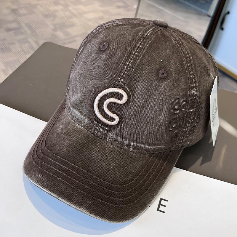 Style C Letter Print Embroidery Baseball Cap Washed Denim Snapback Hat Adjustable Peaked Hats For Women Men Sunscreen Cap Latest Korean Style