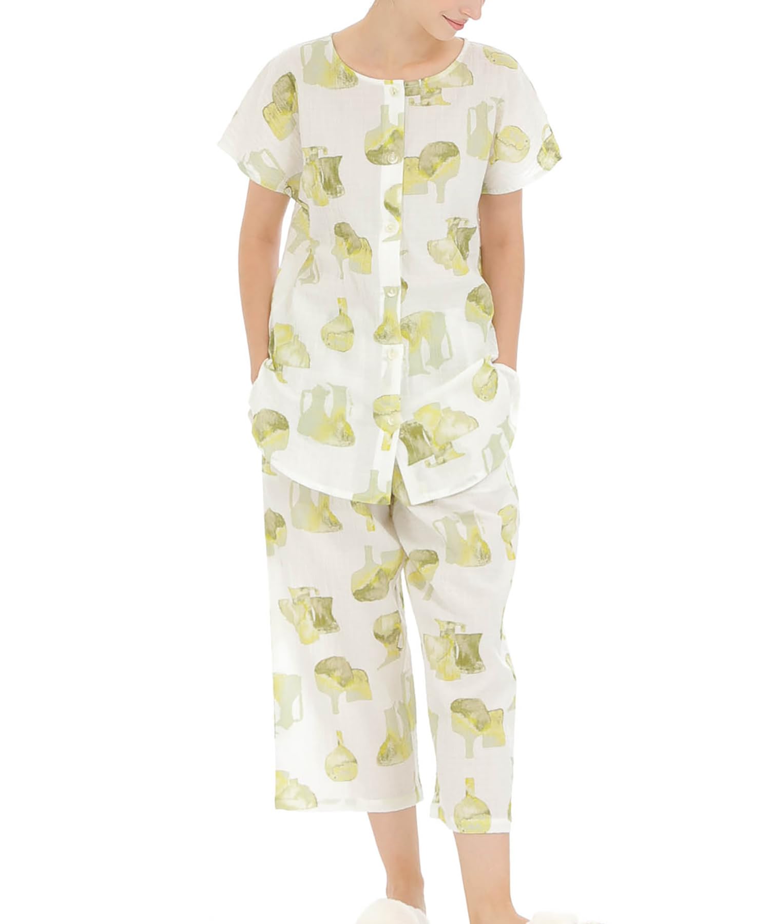 

Narue Shirred Boiled Water Jug Pajama Yellow Women s Set,