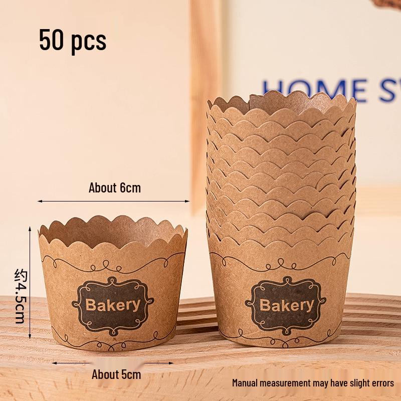 50 Hochtemperatur-Beständige Kraftpapier Muffin- & Chiffon-Kuchenförmchen - Lebensmittelqualität, Einweg, Runde Backförmchen
